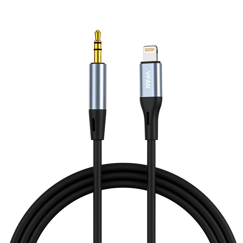 Kabel VFAN L05 Lightning til mini jack 3,5 mm AUX, 1 m (grå)