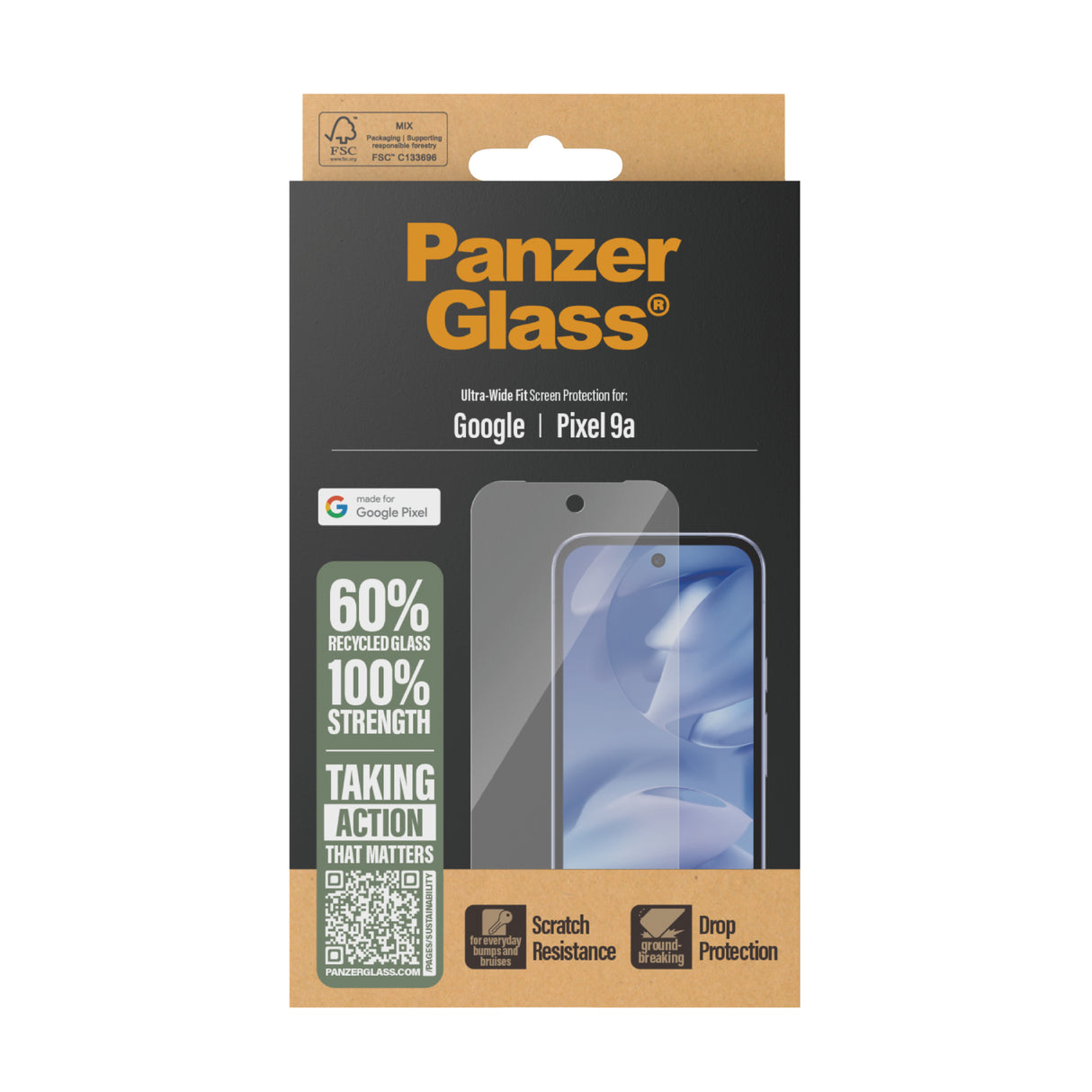 PanzerGlass ® Skærmbeskyttelse Google Pixel 9a | Ultra-Wide Fit