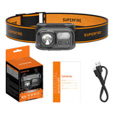 Superfire HL23 forlygter lommelygte, 220 lm, USB-C, powerbank
