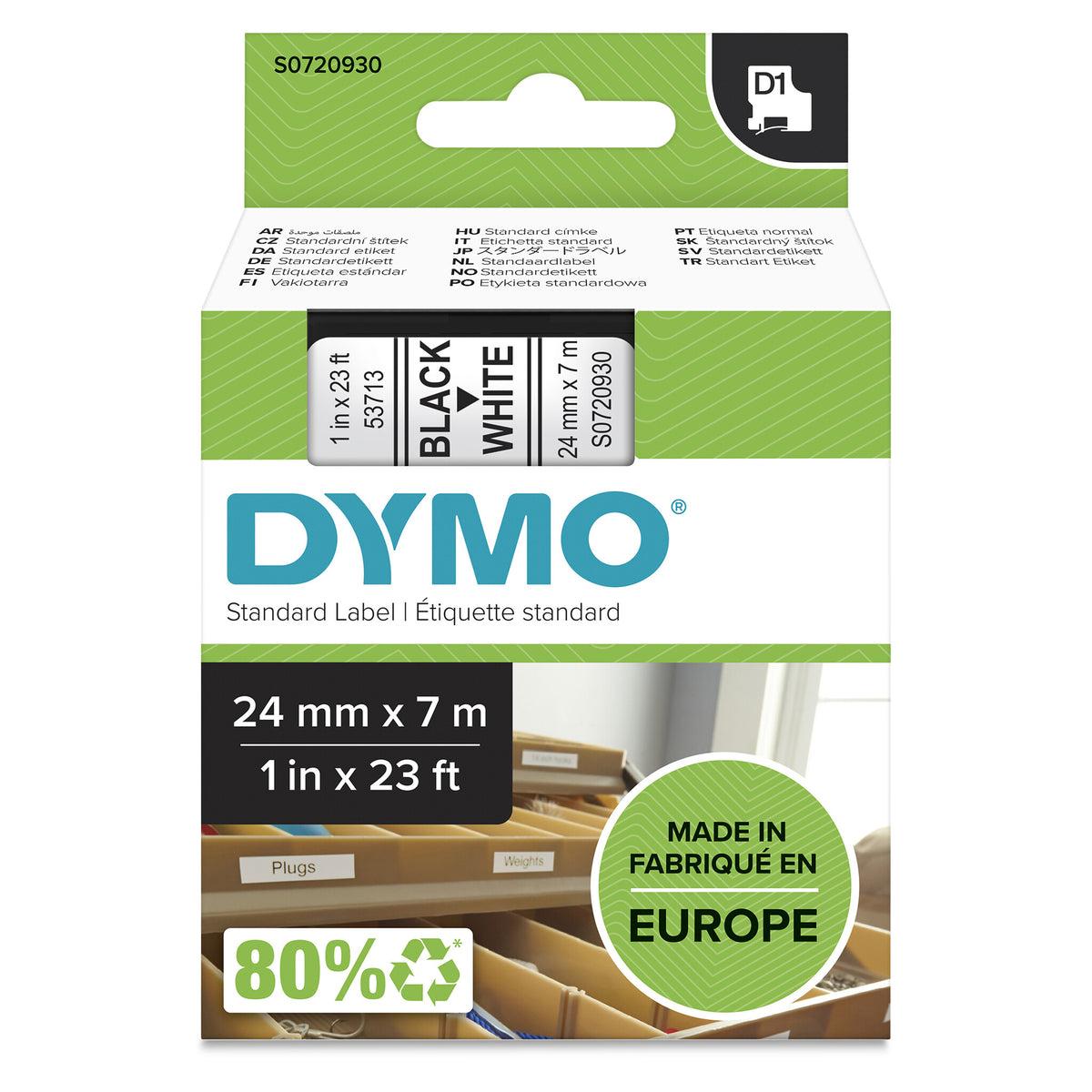DYMO D1 Tape (2,4 cm x 7 m) 1kassette(r) S0720930