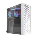 Darkflash DK351 computerkasse (hvid) + 4 RGB-ventilatorer