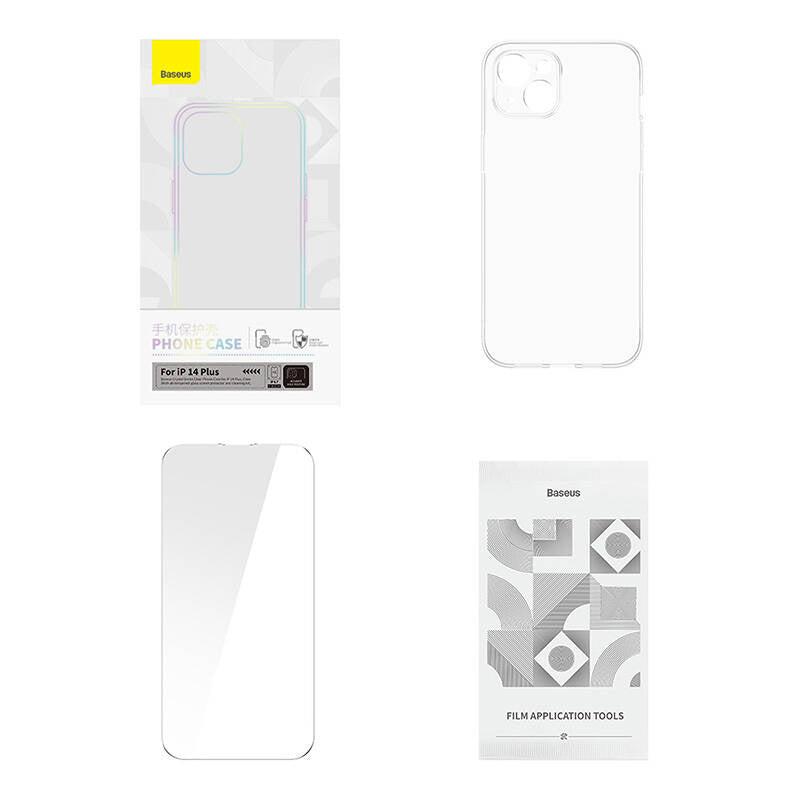 Baseus Crystal Series Case til iPhone 14 Plus + hærdet glas