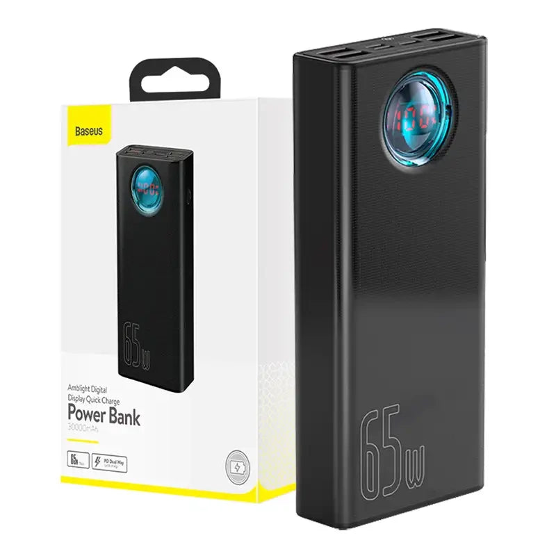 Powerbank Baseus Amblight 30000mAh, 4xUSB, USB-C, 65W (sort)