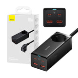 Baseus GaN3 Pro vægoplader / powerstrip 2xUSB + 2xUSB-C + AC, 100W (sort)