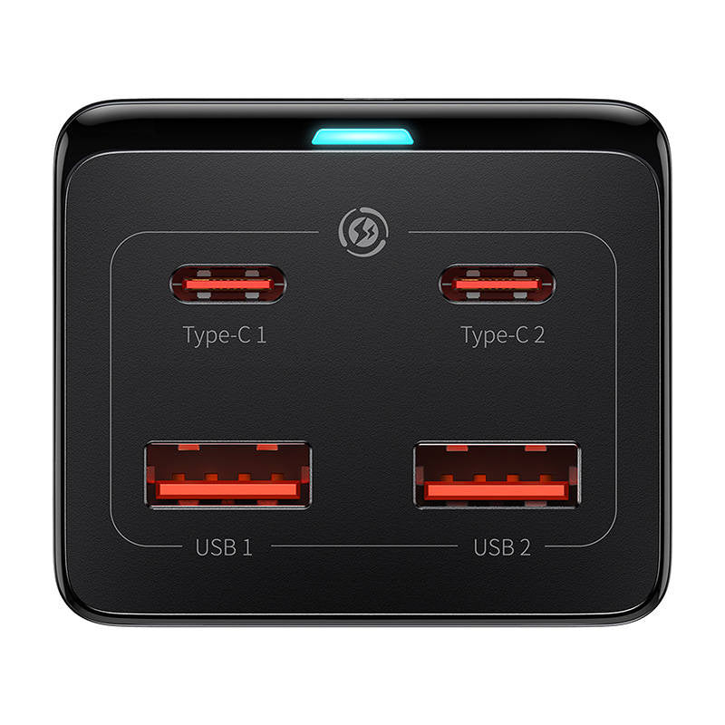 Baseus GaN3 Pro vægoplader / powerstrip 2xUSB + 2xUSB-C + AC, 100W (sort)