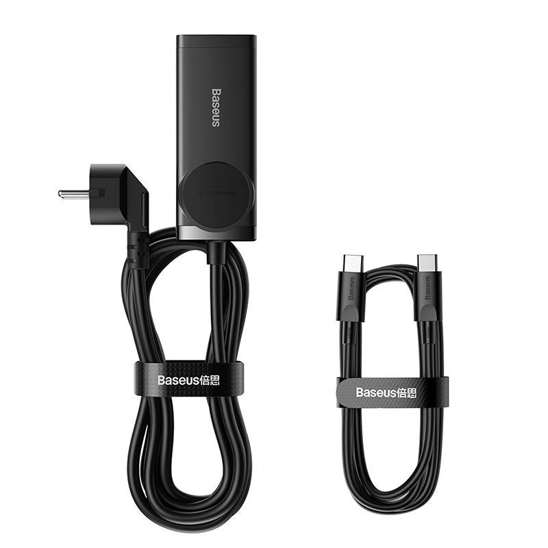 Baseus GaN3 Pro vægoplader / powerstrip 2xUSB + 2xUSB-C + AC, 100W (sort)