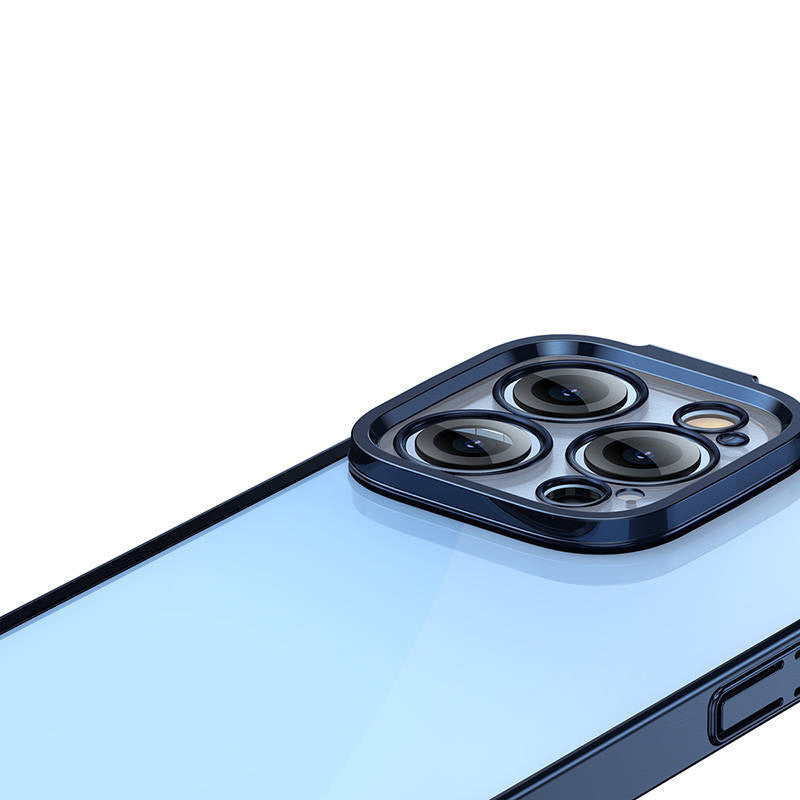 Baseus Glitter Transparent Case og tempereret glas sæt til iPhone 14 Pro (blå)