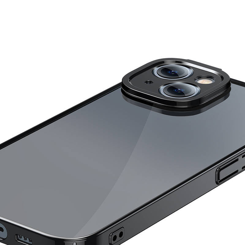 Baseus Glitter Transparent Case og tempereret glas sæt til iPhone 14 Plus (sort)
