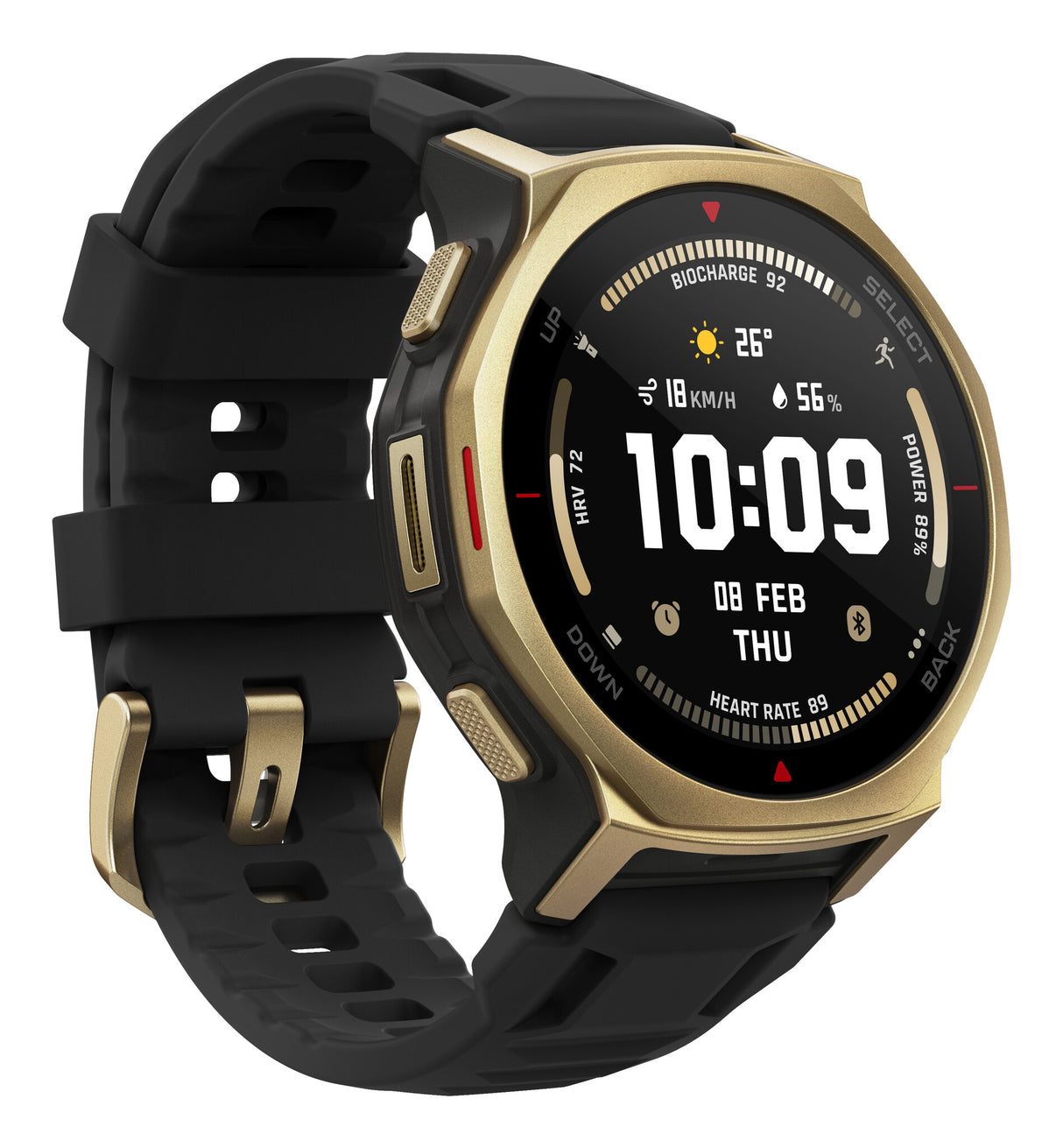 Amazfit T-rex 3 Pro 3,35 cm (1.32") AMOLED 44 mm Digital 466 x 466 pixel Berøringsskærm Guld Wi-Fi GPS (satellit)