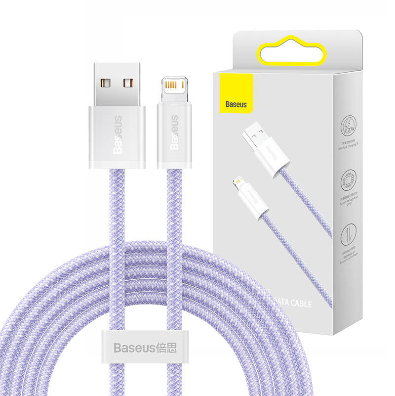 USB-kabel til Lightning Baseus Dynamic 2-serie, 2,4 A, 2 m (lila)