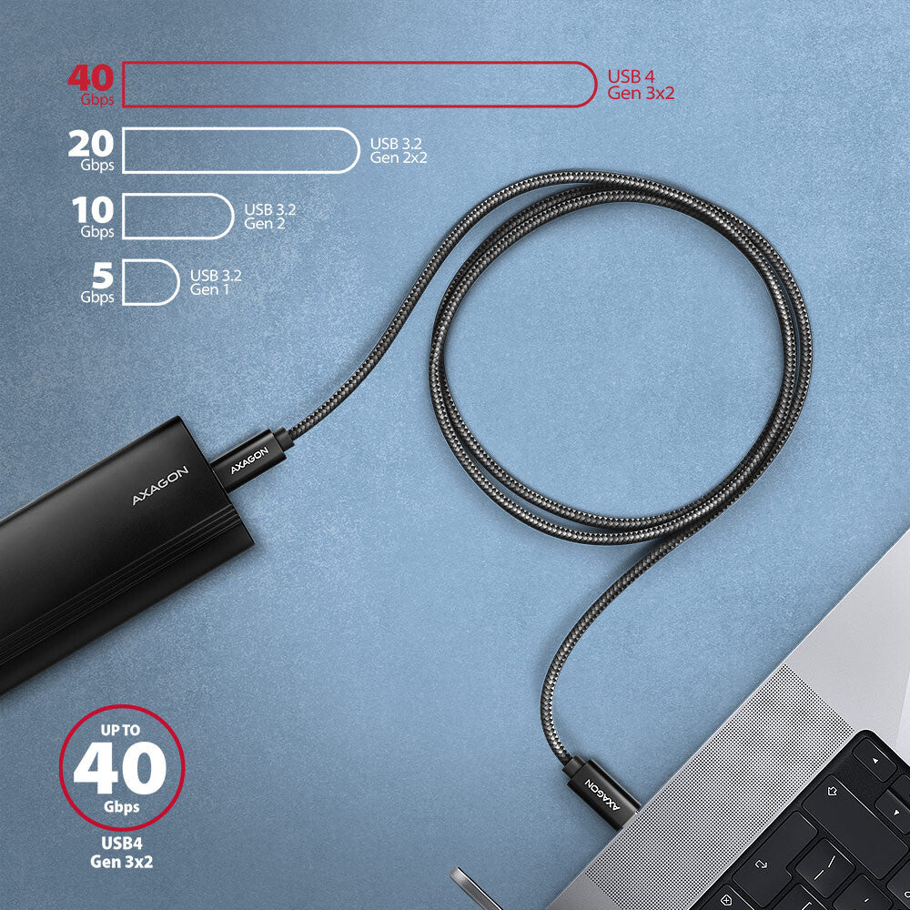 Axagon BUCM4X-CM10AB USB-kabel USB4 Gen 3x2 1 m USB C 40 Gbit/sek. 240 W Sort