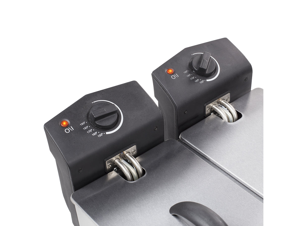 Tristar FR-6937 frituregryde Dobbelt 6 L Enkeltstående 3600 W Sort, Rustfrit stål