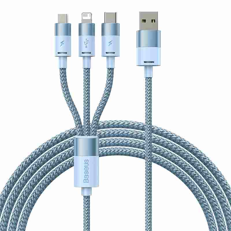 3in1 USB-kabel Baseus StarSpeed Series, USB-C + Micro + Lightning 3,5A, 1,2m (blå)