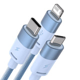 3in1 USB-kabel Baseus StarSpeed Series, USB-C + Micro + Lightning 3,5A, 1,2m (blå)