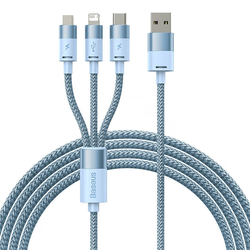 3in1 USB-kabel Baseus StarSpeed Series, USB-C + Micro + Lightning 3,5A, 1,2m (blå)