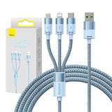 3in1 USB-kabel Baseus StarSpeed Series, USB-C + Micro + Lightning 3,5A, 1,2m (blå)