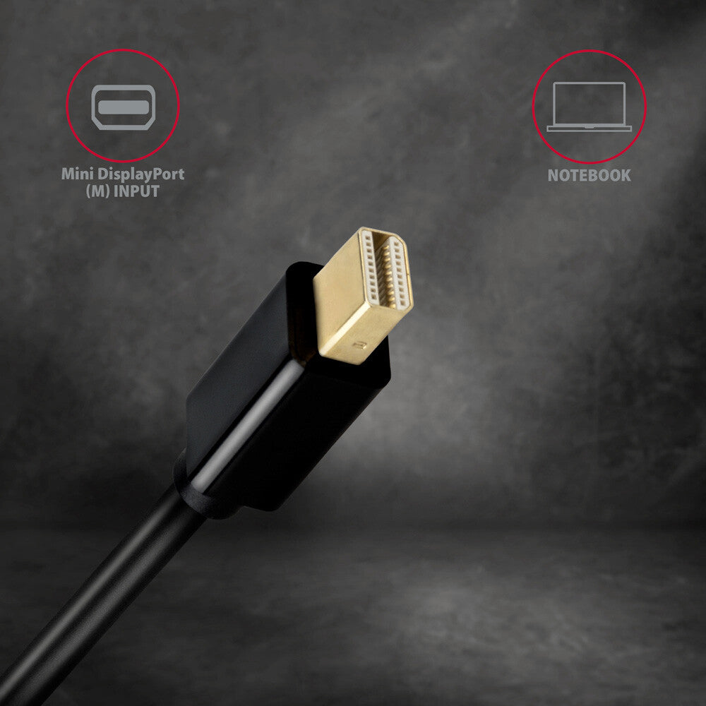 Axagon RVDM-HI14C2 Mini-DisplayPort zu HDMI Adapterkabel 4K/30 Hz 180 cm lang - Kabel - Digital/Display/Video 1,8 m Mini DisplayPort Sort