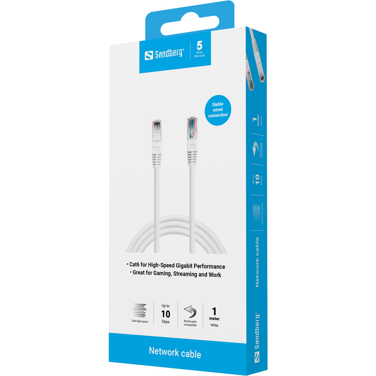 Network Cat6 UTP Cable, White (1m)