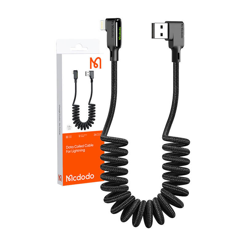 USB til Lightning-kabel, Mcdodo CA-7300, vinklet, 1,8 m (sort)
