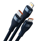 3in1 USB-kabel Baseus USB 3in1 Baseus Flash-serie, USB-C + Micro + Lightning 66W, 1,2 m (blå)