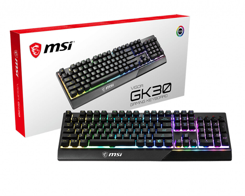 MSI Vigor GK30 tastatur Spil USB QWERTY US International Sort