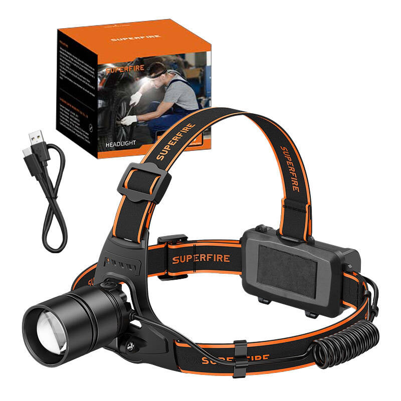 Superfire HL71 forlygte lommelygte, 500 lm, USB, 5 tilstande