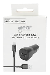 Gear Lader 12-24V 1xUSB 2,4A Sort Lightning kabel 1m MFI C89