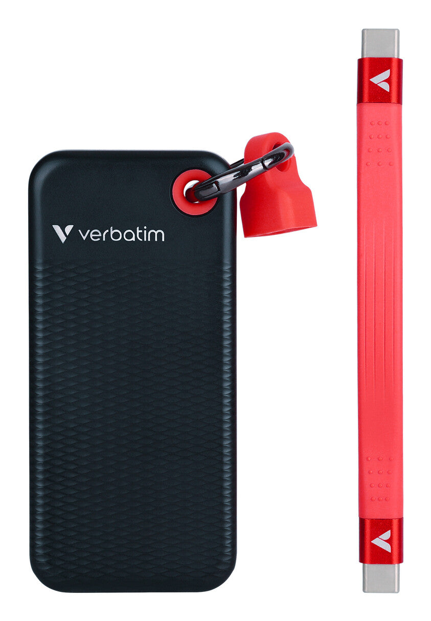 Verbatim Pocket SSD 256 GB USB Type-C 3.2 Gen 2 (3.1 Gen 2) Sort, Rød