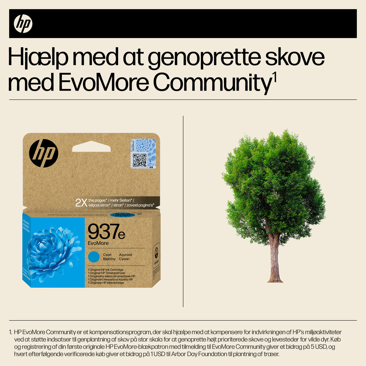 HP 937e EvoMore Cyan 1650 sider Blæk