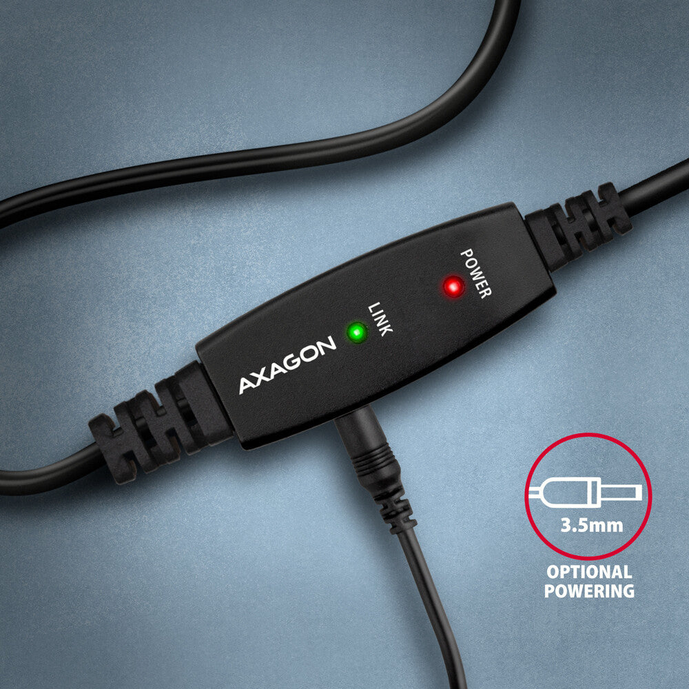 Axagon ADR-210B USB 2.0 A-M -> B-M active connecting/repeater cable 10m - Kabel - Digital/Daten USB-kabel USB A USB B 0,48 Gbit/sek. Sort