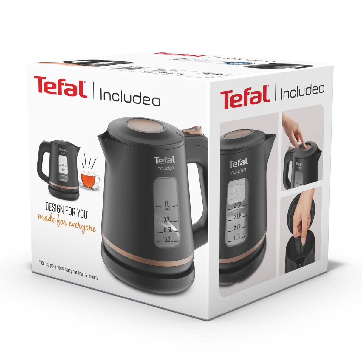 Tefal Includeo KI5338 elkedel 1 L 2400 W Sort