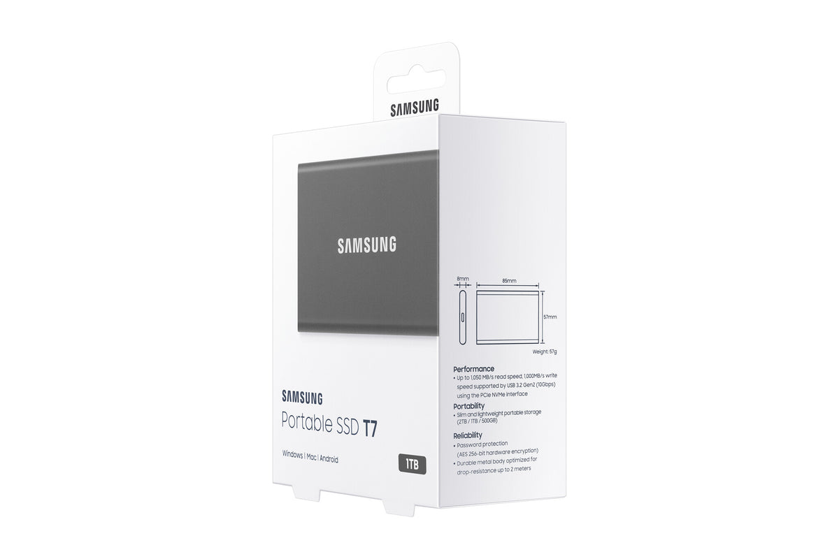Samsung Portable SSD T7 1 TB USB Type-C 3.2 Gen 2 (3.1 Gen 2) Grå
