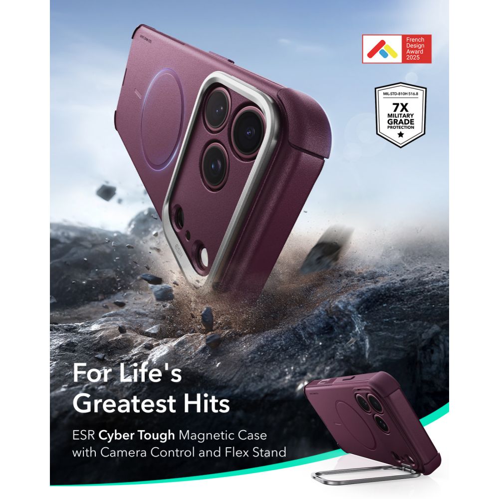 Esr Cyber Tough Støtte Magsafe Iphone 17 Pro Max / 18 Pro Max Dyb Burgundy