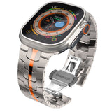Tech Protect Stainless Line Til Apple Watch 8 / 9 / 10 / 11 / Se / Ultra (44 / 45 / 46 / 49 Mm) Titanium/Orange
