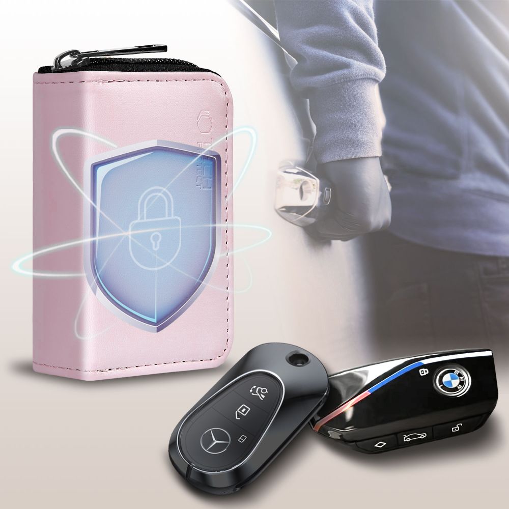 Tech Protect Klr300 Etui Nøglefri Rfid Signalblokker Etui Lyserød