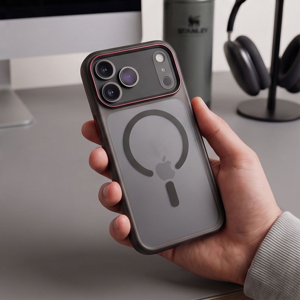 Tech Protect Magcam Magsafe Iphone 17 Pro / 18 Pro Mat Sort/Rød