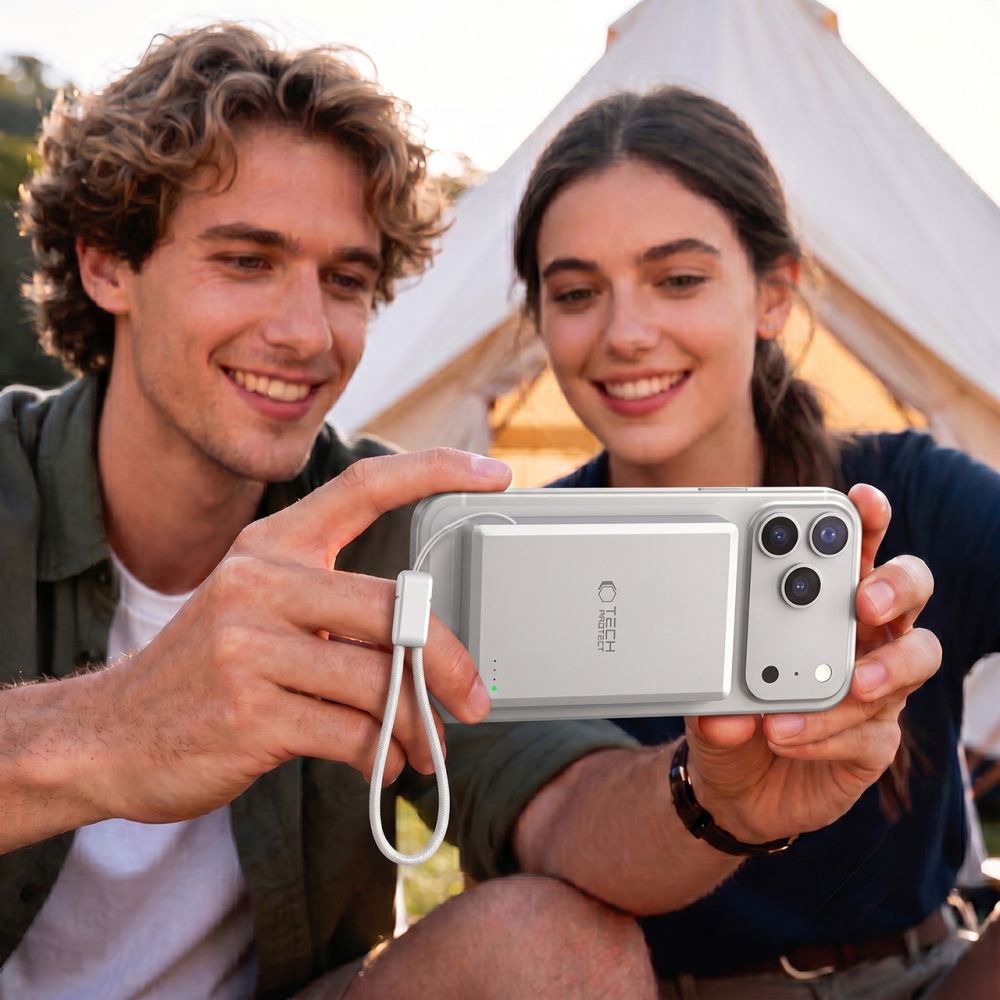 Tech Protect Pb40 Lifemag Magsafe Powerbank 10000m Ah 25 W Qi2.2 Hvid/Sølv