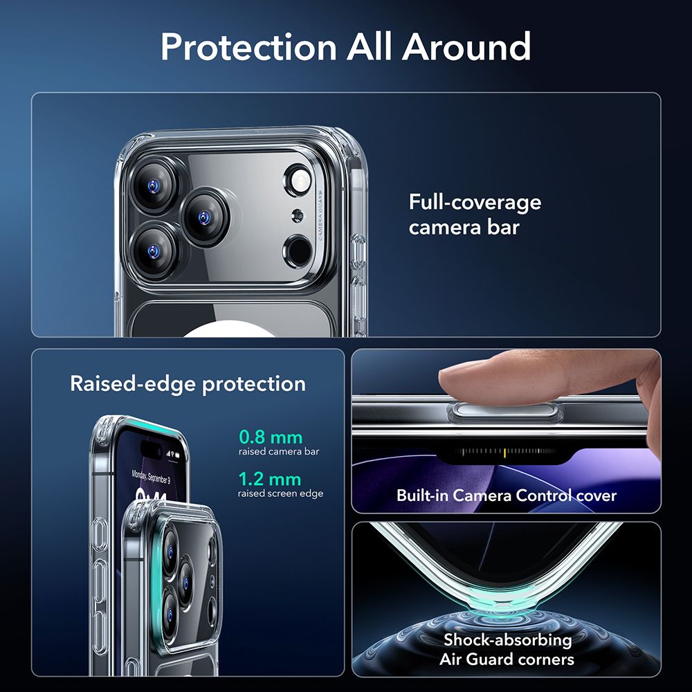 Esr Classic Hybrid Magsafe & Hærdet Glas Til Iphone 17 Pro Max Klart