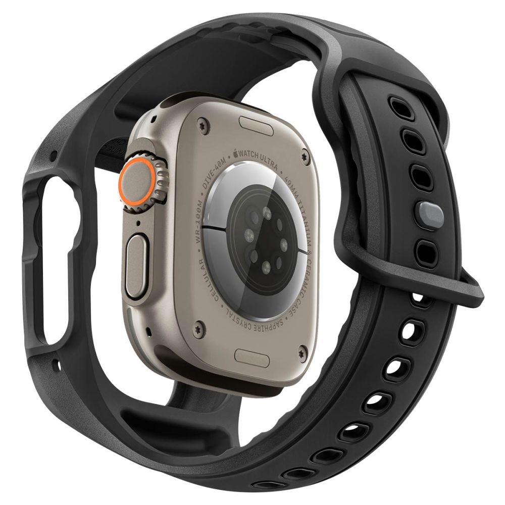 Spigen Liquid Air Pro & Hærdet Glas Til Apple Watch Ultra 1 / 2 / 3 / 4 (49 Mm) Sort