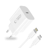 Tech Protect Nc20 W 1 Port Netværksopladder Pd 20 W + Lightning Kabel Hvid