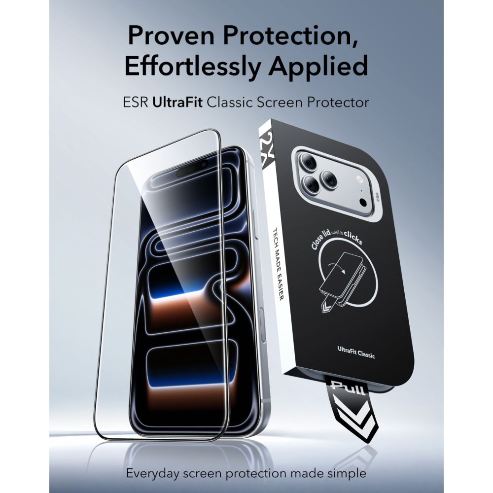 Hærdet Glas Esr Ultrafit Classic Hærdet Glas 2 Pack Iphone 17 Pro / 18 Pro Sort