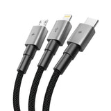 Tech Protect Ultraboost Dna 3 I 1 Lightning & Type C & Micro Usb Kabel 3 A 120 Cm Jerngrå