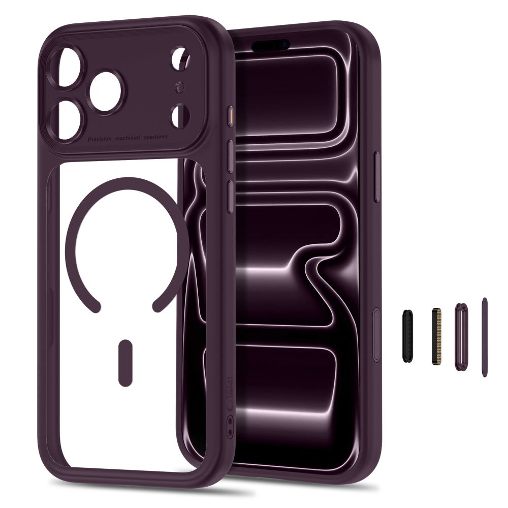 Tech Protect Magpeak Magsafe Cc Iphone 17 Pro / 18 Pro Burgundy/Clear