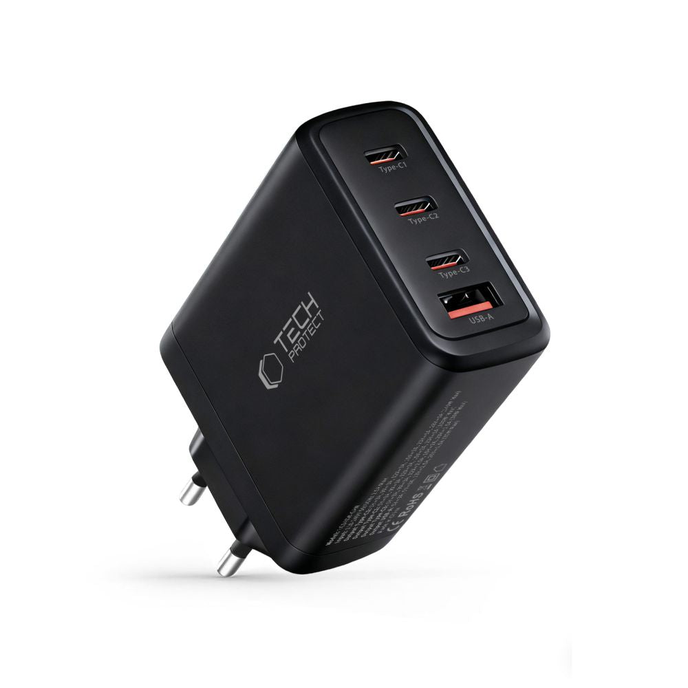Tech Protect Nc140 W Gan 4 Port Netværksopladder Pd 140 W / Qc3.0 Sort