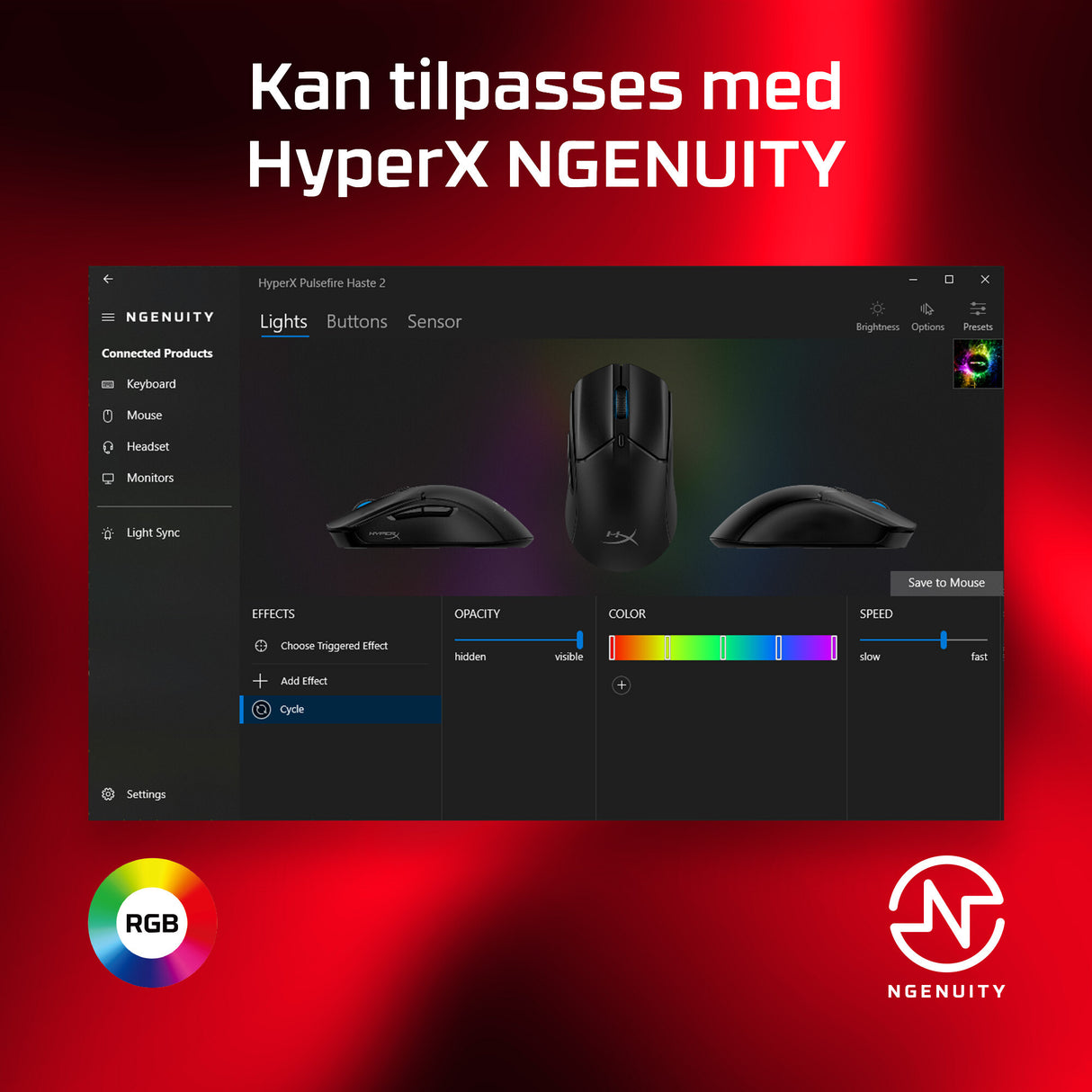 HyperX Pulsefire Hast 2 – gamingmus (hvid-pink)