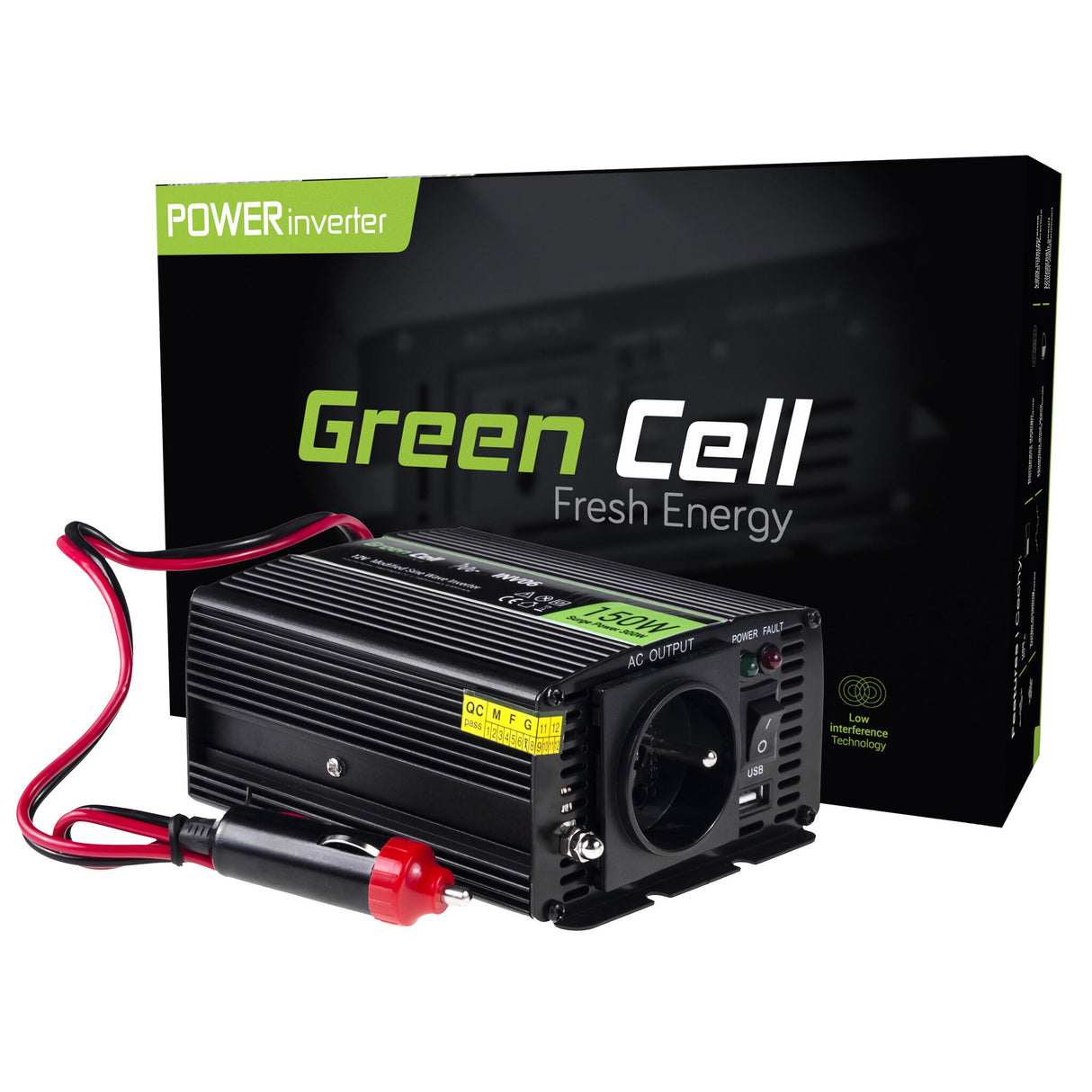 Green Cell INV06 strømadapter og vekselret Automatisk 150 W Sort