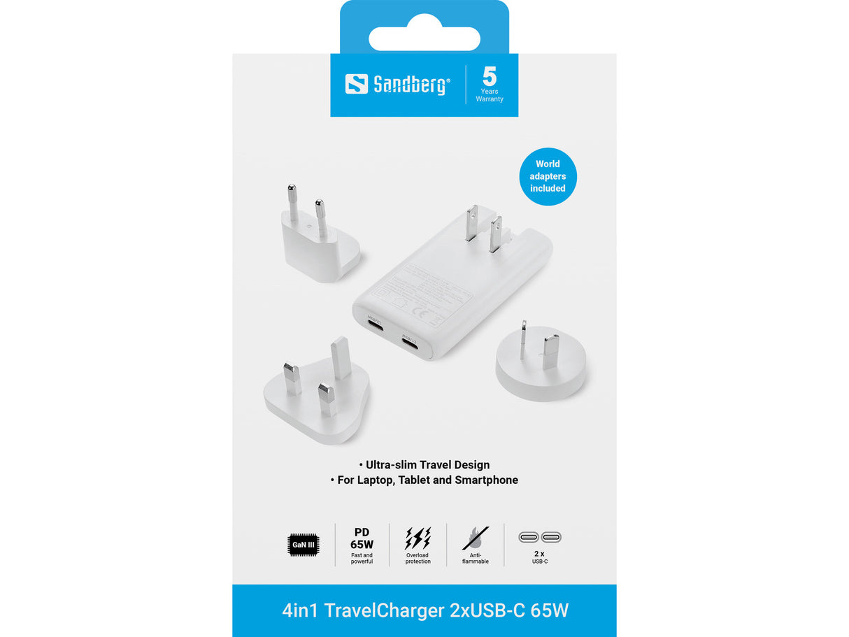 SANDBERG 4in1 TravelCharger 2xUSB-C 65W