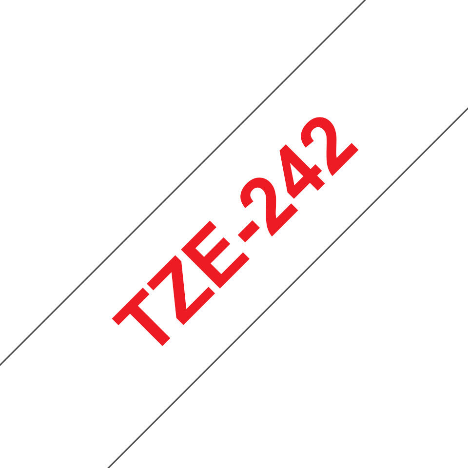 Brother TZE-242 etiketbånd Rød på hvid