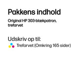 HP 303 Farve (cyan, magenta, gul) 165 sider Blæk T6N01AE