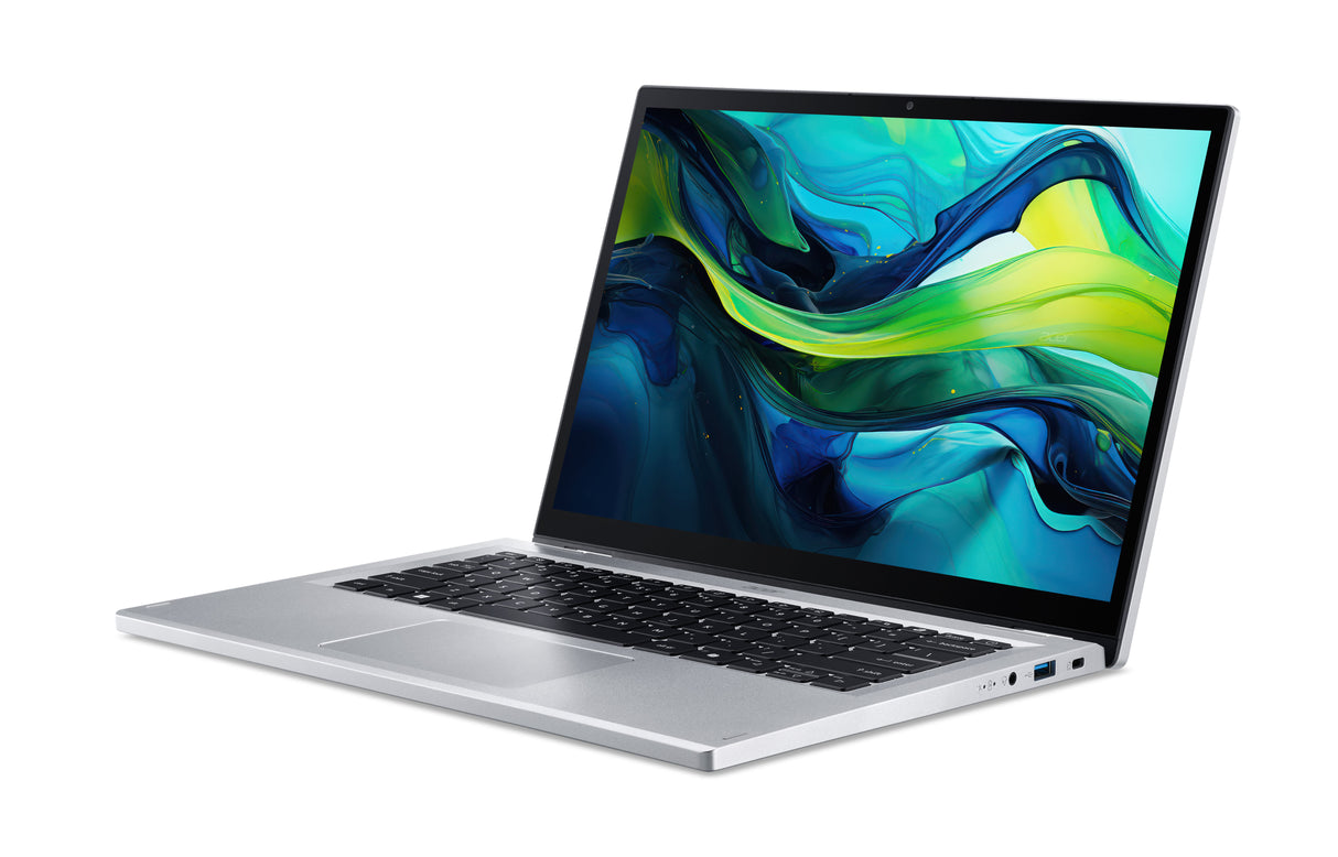 Acer Aspire Go Spin 14 AGSP14-31PT-338B Intel Core 3 N355 Hybrid (2-i-1) 35,6 cm (14") Berøringsskærm WUXGA 16 GB LPDDR5-SDRAM 512 GB SSD Wi-Fi 6 (802.11ax) Windows 11 Home Sølv